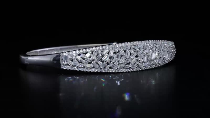 Doorbuster Moissanite Bangle Bracelet in Rhodium Over Sterling Silver (6.50 In) 4.75 ctw