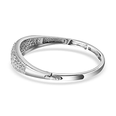Moissanite Bangle Bracelet in Rhodium Over Sterling Silver (6.50 In) 4.75 ctw