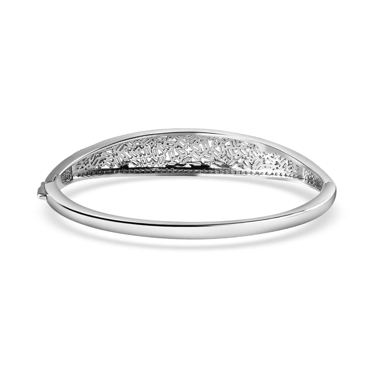 Doorbuster Moissanite Bangle Bracelet in Rhodium Over Sterling Silver (6.50 In) 4.75 ctw image number 4