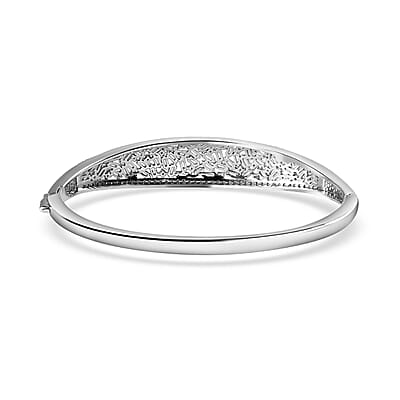 Moissanite Bangle Bracelet in Rhodium Over Sterling Silver (6.50 In) 4.75 ctw