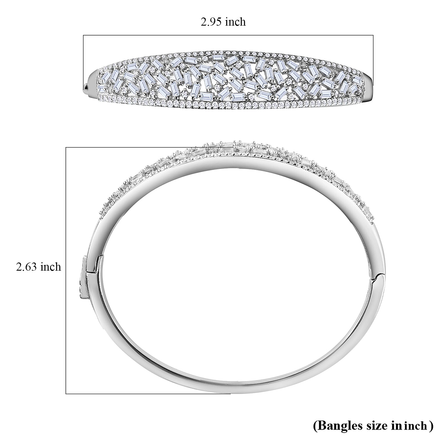 Moissanite Bangle Bracelet in Rhodium Over Sterling Silver (6.50 In) 4.75 ctw