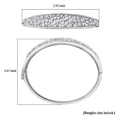 Moissanite Bangle Bracelet in Rhodium Over Sterling Silver (6.50 In) 4.75 ctw