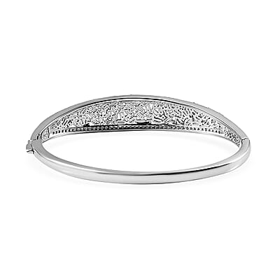 D'Joy Moissanite Bangle Bracelet in Rhodium Over Sterling Silver (7.25 In) 4.75 ctw