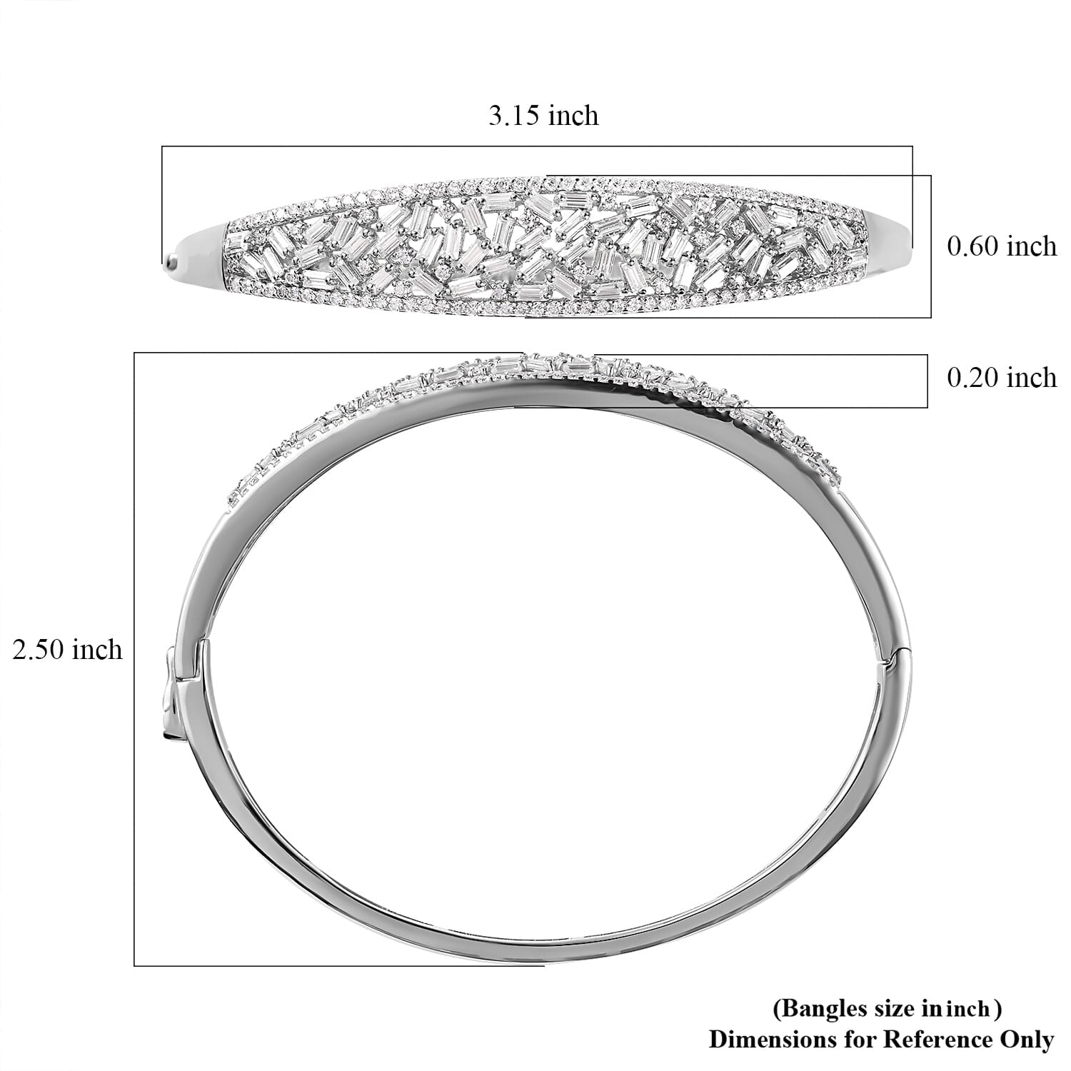 Buy Moissanite Bangle Bracelet in Rhodium Over Sterling