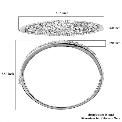 D'Joy Moissanite Bangle Bracelet in Rhodium Over Sterling Silver (7.25 In) 4.75 ctw