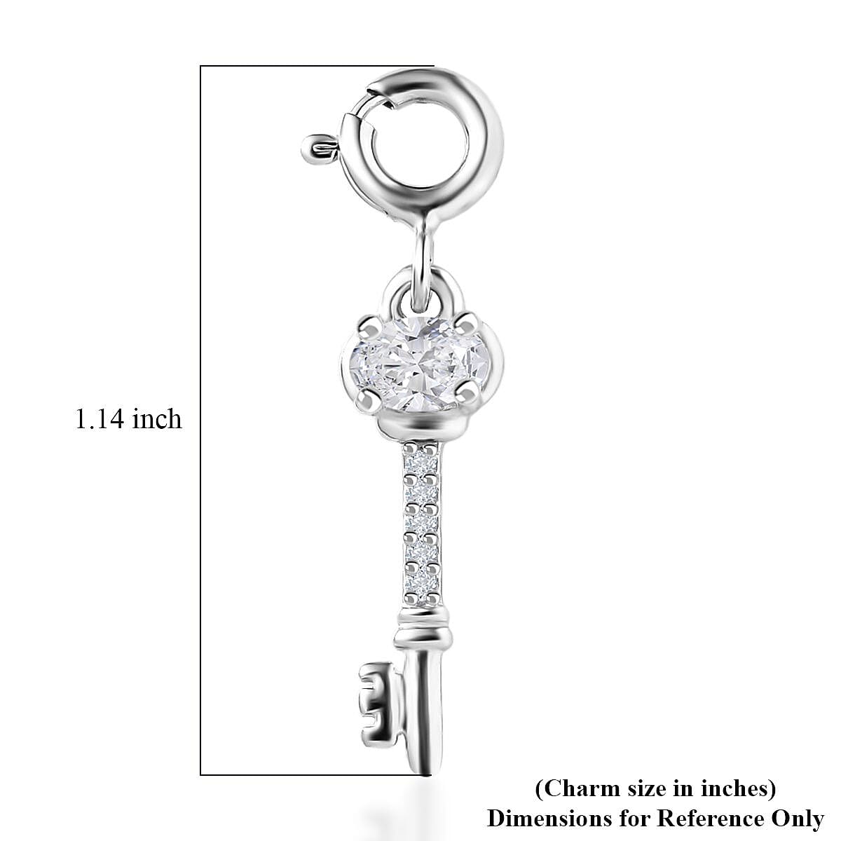 Moissanite Key Charm in Platinum Over Sterling Silver 0.25 ctw image number 5