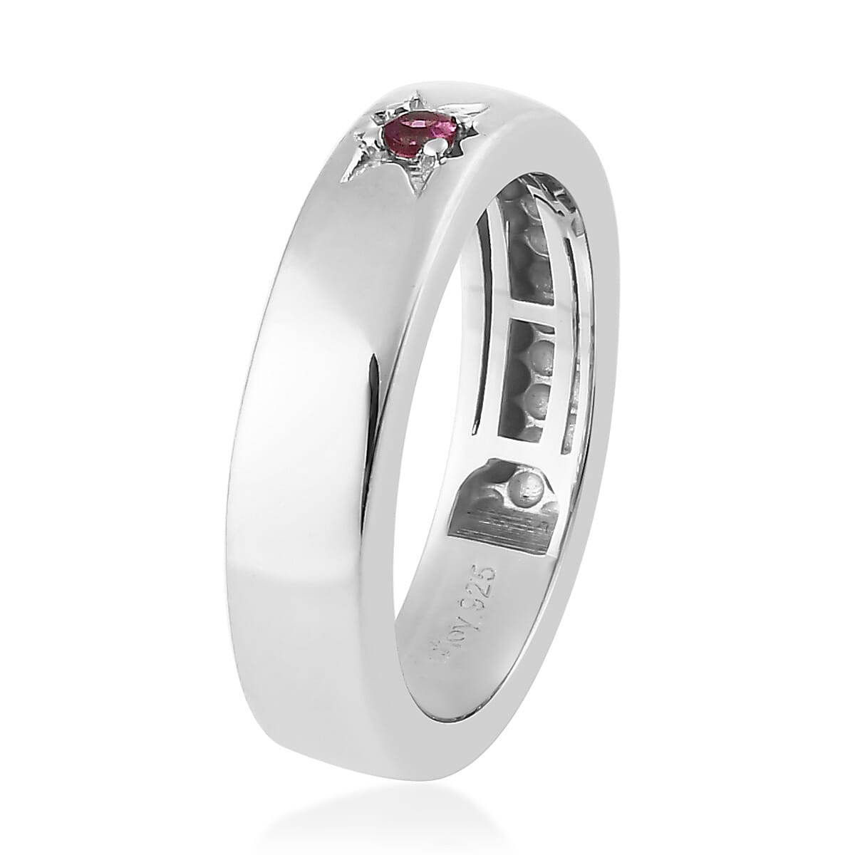 Orissa Rhodolite Garnet Celestial Band Ring in Platinum Over Sterling Silver (Size 5.0) 0.05 ctw image number 3