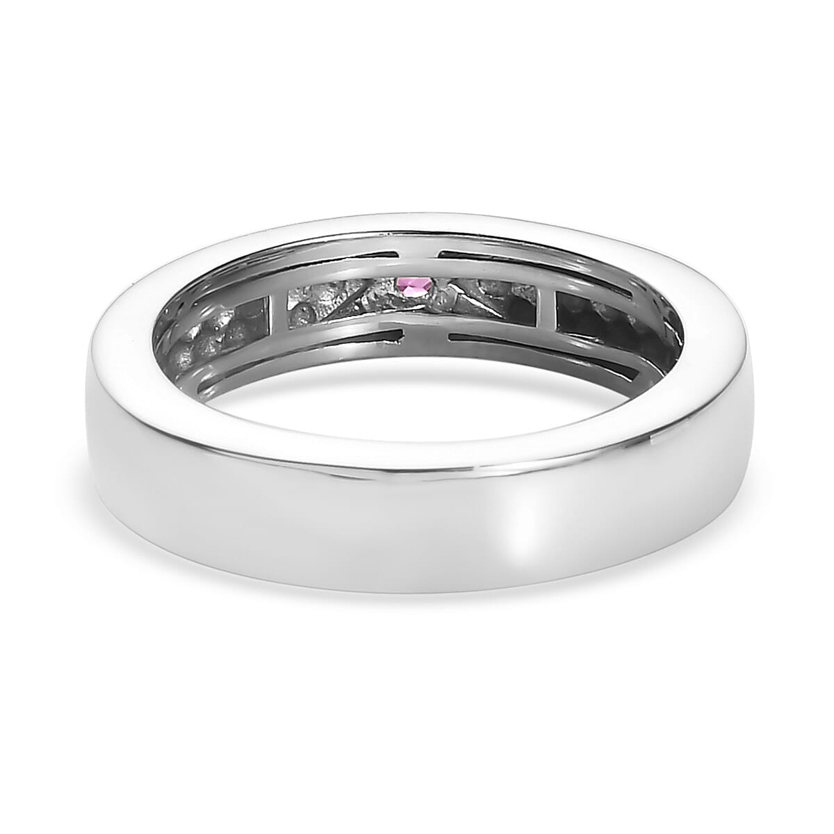 Orissa Rhodolite Garnet Celestial Band Ring in Platinum Over Sterling Silver (Size 5.0) 0.05 ctw image number 4