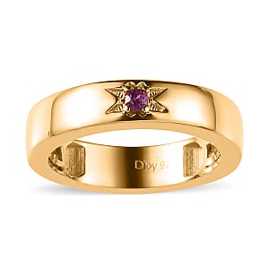 Orissa Rhodolite Garnet Solitaire Celestial Star Band Ring in Vermeil Yellow Gold Over Sterling Silver (Size 5.0) 0.05 ctw