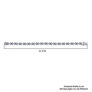 Tanzanite and White Zircon 10.20 ctw Cluster Bracelet in Rhodium Over Sterling Silver (8 In) (16.2 g)