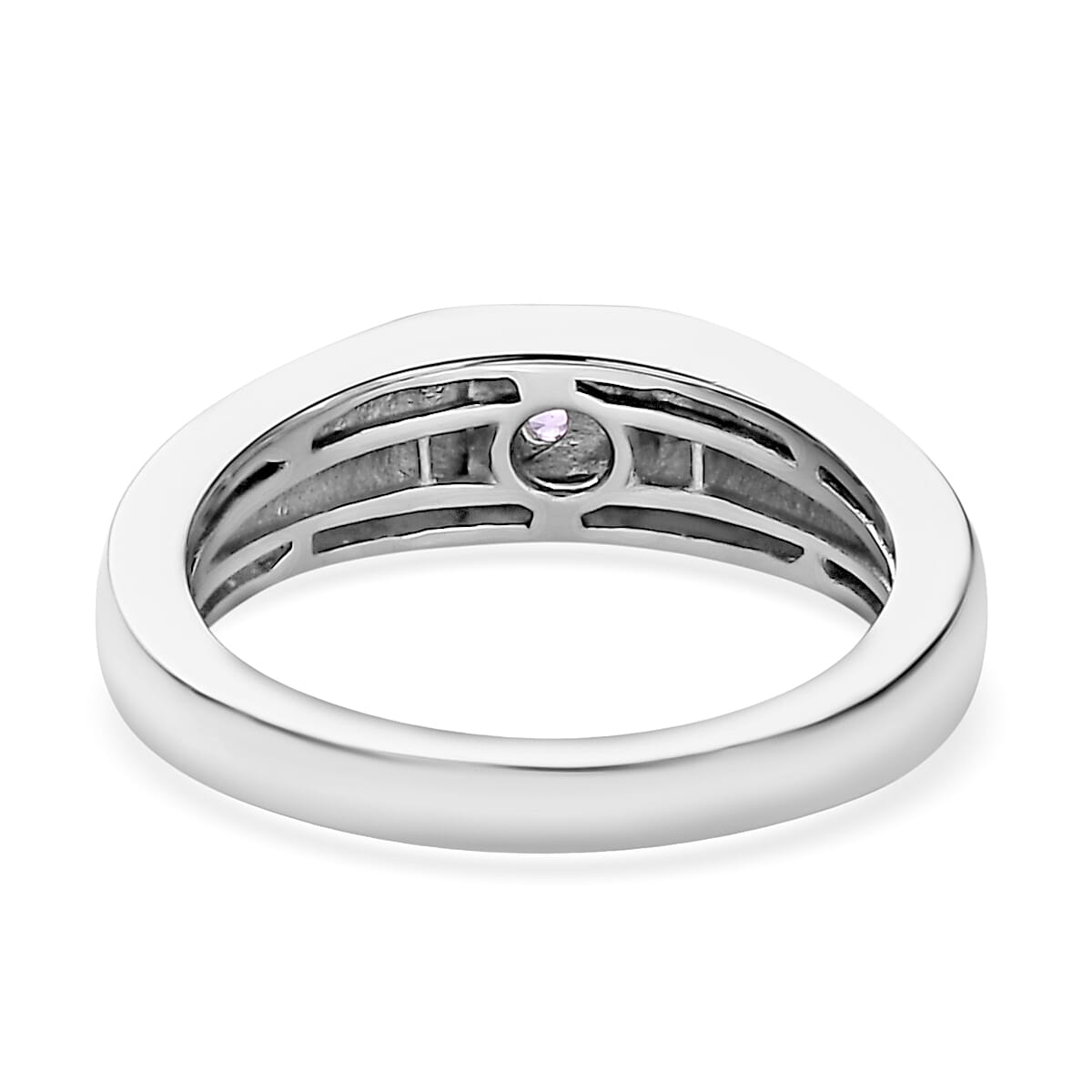 African Amethyst Solitaire Celestial Star Band Ring in Platinum Over Sterling Silver (Size 5.0) image number 4