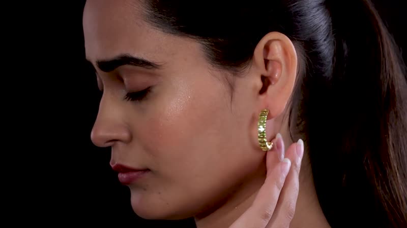 Peridot J-Hoop Earrings in Vermeil Yellow Gold Over Sterling Silver 7.60 ctw