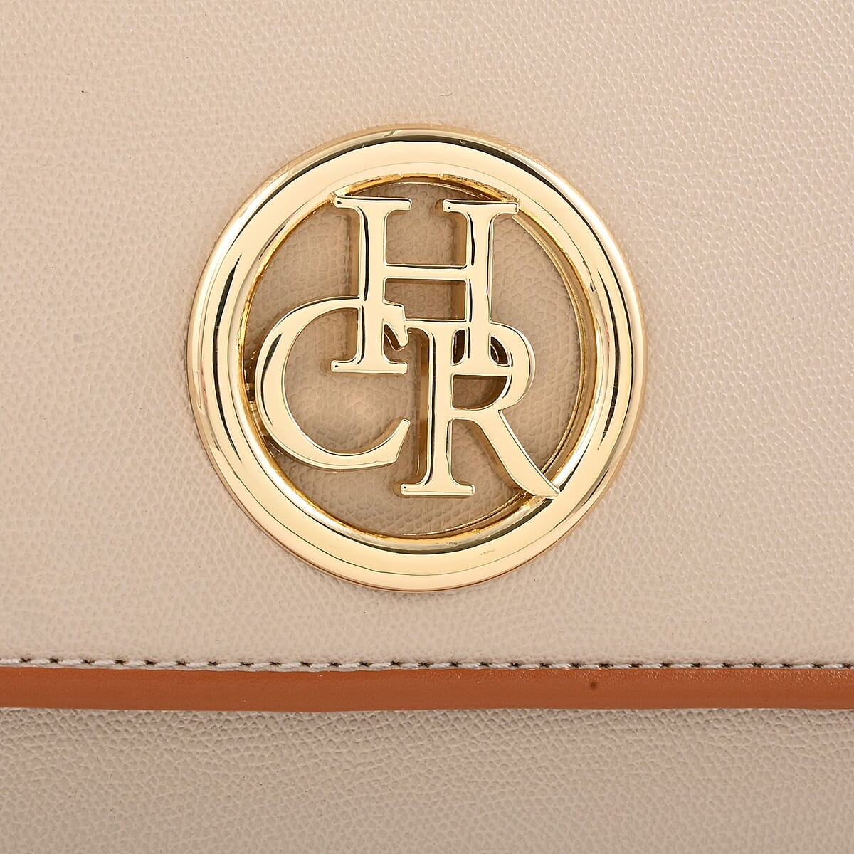 MC Saffiano Cream Front Flap Pocket Faux Leather Satchel Bag image number 6