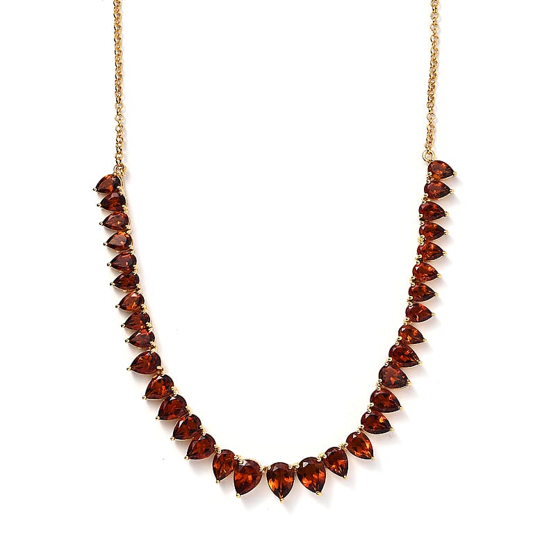 Brazilian Cherry Citrine Necklace 18 Inches in Vermeil Yellow Gold Over Sterling Silver 16.40 ctw