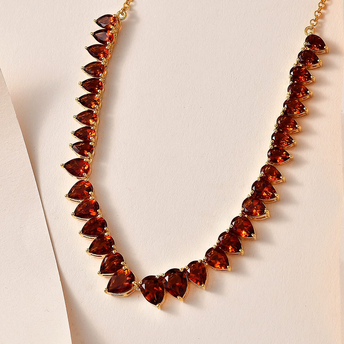 Brazilian Cherry Citrine Necklace 18 Inches in Vermeil Yellow Gold Over Sterling Silver 16.40 ctw image number 1
