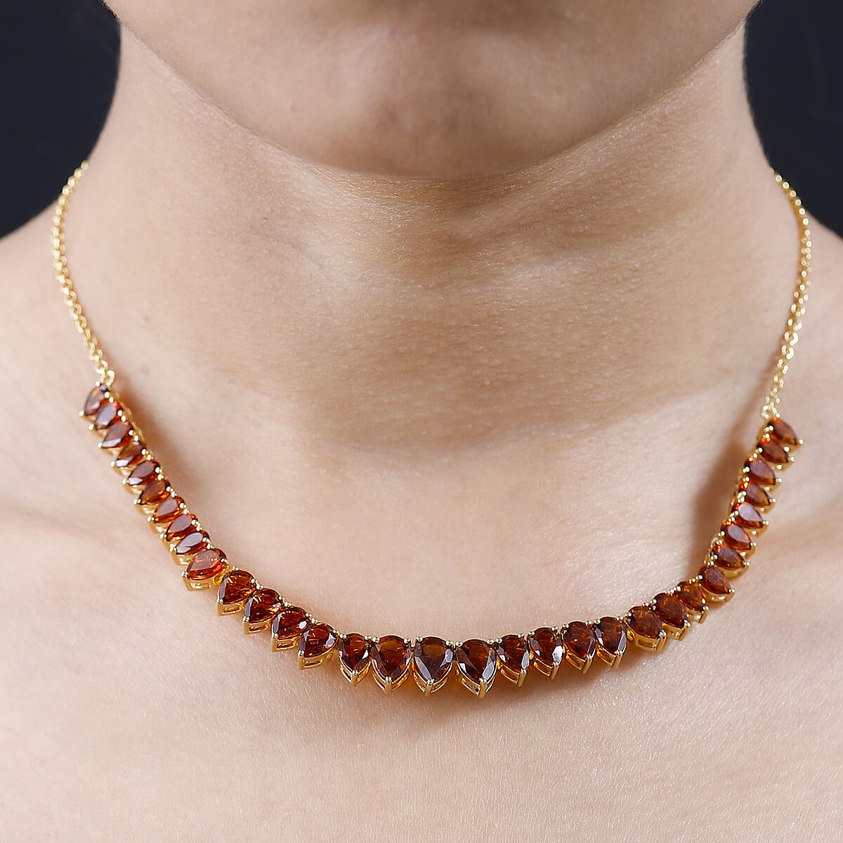 Brazilian Cherry Citrine Necklace 18 Inches in Vermeil Yellow Gold Over Sterling Silver 16.40 ctw image number 2