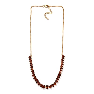 Brazilian Cherry Citrine Necklace 18 Inches in Vermeil Yellow Gold Over Sterling Silver 16.40 ctw