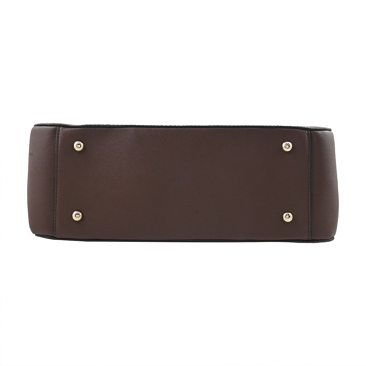 MC Saffiano Coffee Brown Front Flap Pocket Faux Leather Satchel Bag image number 4