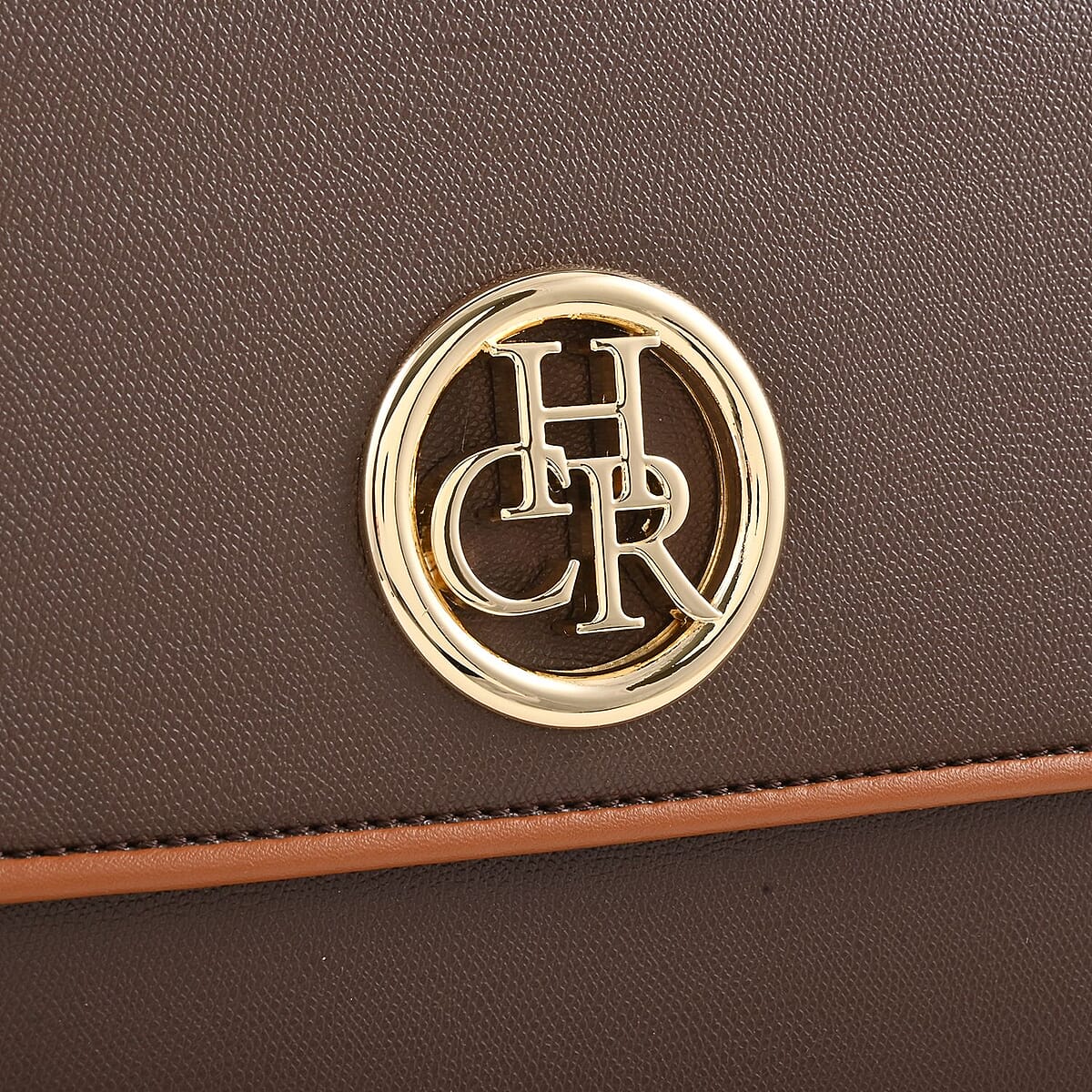 MC Saffiano Coffee Brown Front Flap Pocket Faux Leather Satchel Bag image number 6