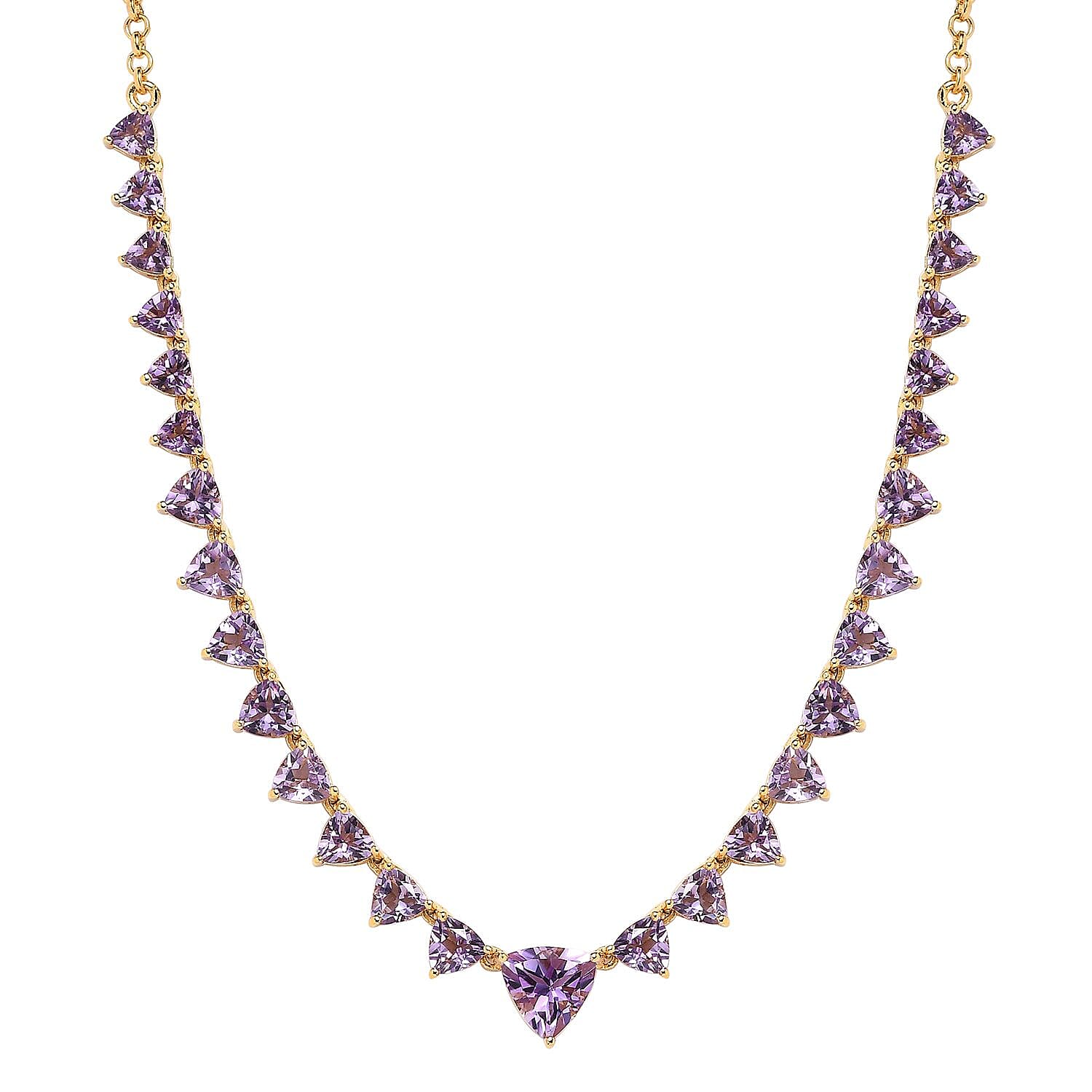 Rose De France Amethyst Necklace 18-20 Inches in Vermeil Yellow Gold Over Sterling Silver 10.35 ctw