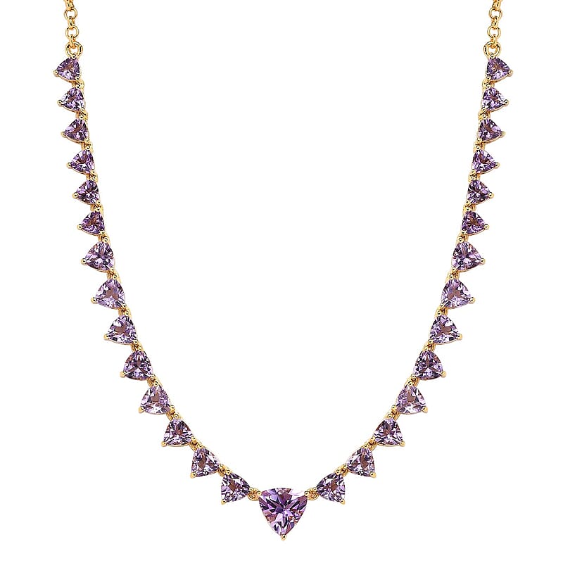 Rose De France Amethyst Necklace 18-20 Inches in Vermeil Yellow Gold Over Sterling Silver 10.35 ctw