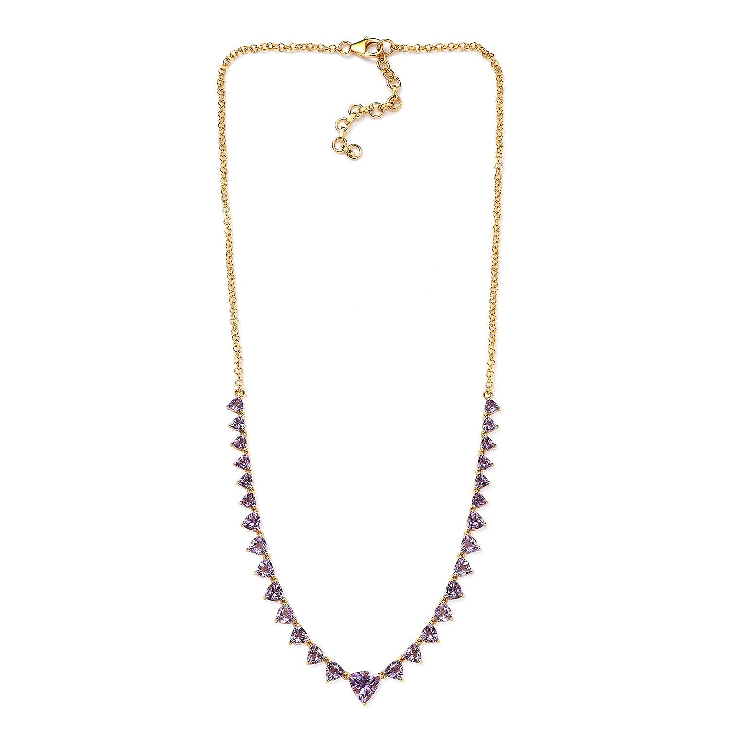 Rose De France Amethyst Necklace 18-20 Inches in Vermeil Yellow Gold Over Sterling Silver 10.35 ctw