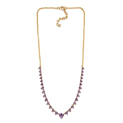 Rose De France Amethyst Necklace 18-20 Inches in Vermeil Yellow Gold Over Sterling Silver 10.35 ctw