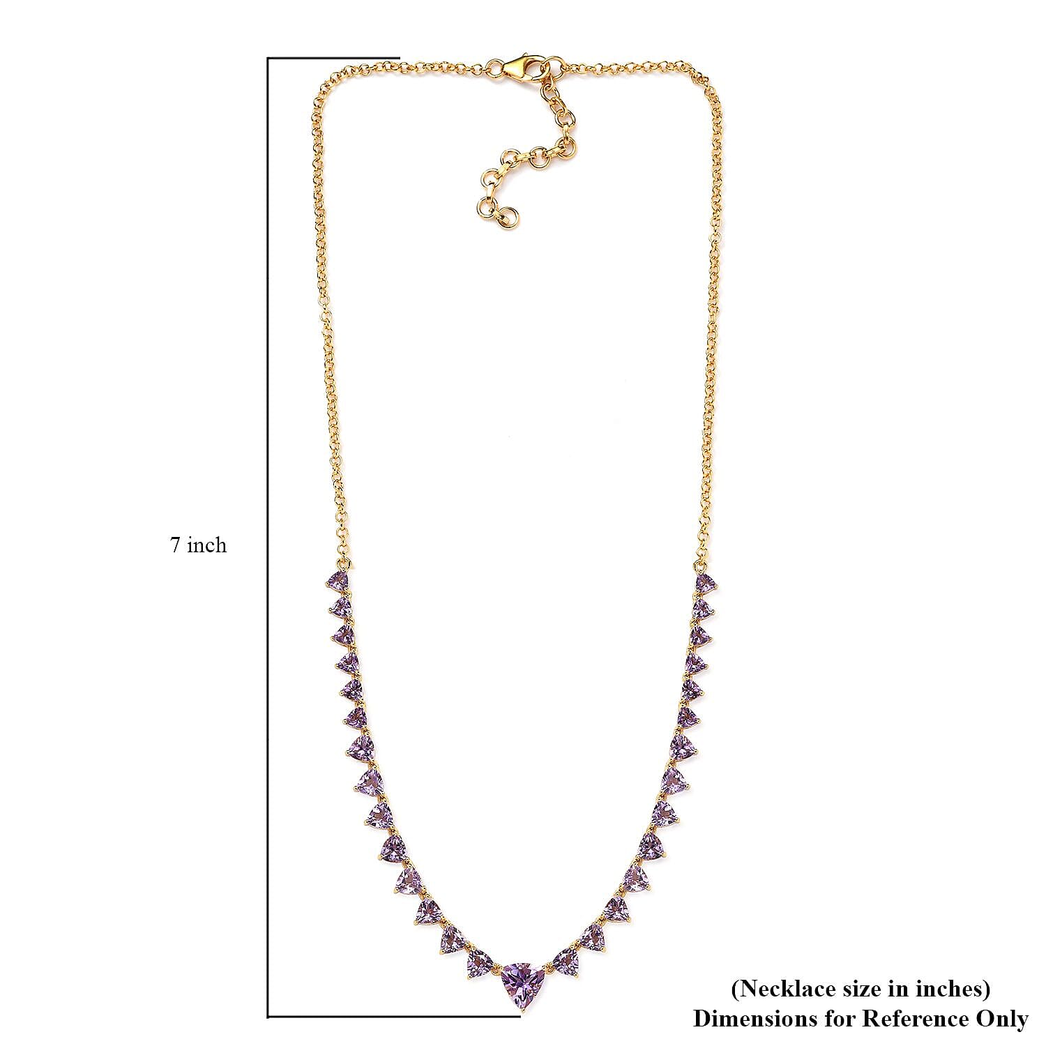 Rose De France Amethyst Necklace 18-20 Inches in Vermeil Yellow Gold Over Sterling Silver 10.35 ctw
