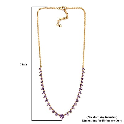 Rose De France Amethyst Necklace 18-20 Inches in Vermeil Yellow Gold Over Sterling Silver 10.35 ctw