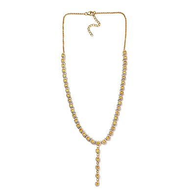 Yellow Sapphire (FF) and Moissanite Necklace 18 Inches in Vermeil Yellow Gold Over Sterling Silver 16.00 ctw