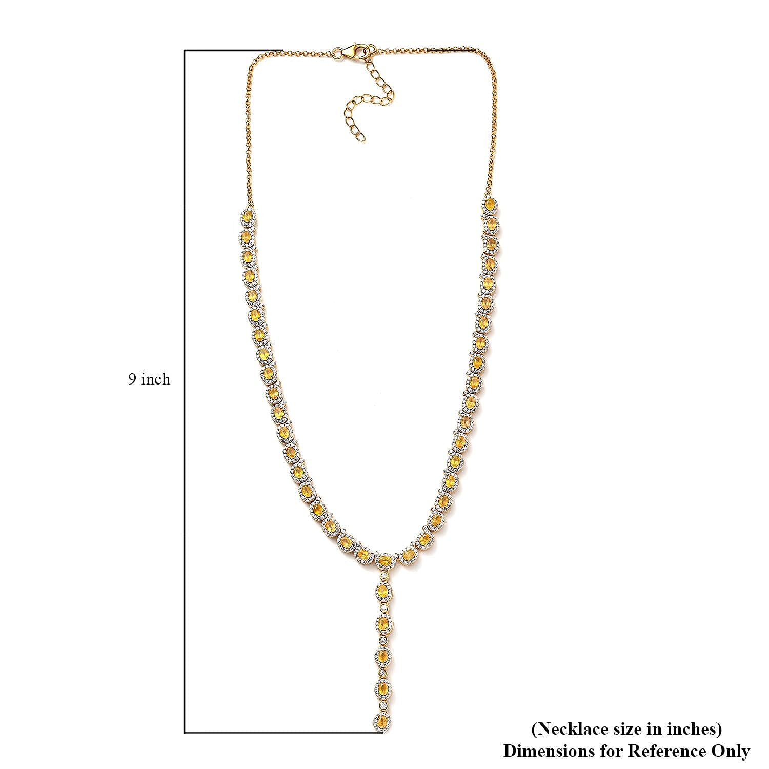 Yellow Sapphire (FF) and Moissanite Necklace 18 Inches in Vermeil Yellow Gold Over Sterling Silver 16.00 ctw