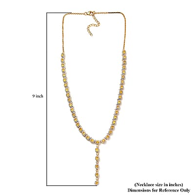Yellow Sapphire (FF) and Moissanite Necklace 18 Inches in Vermeil Yellow Gold Over Sterling Silver 16.00 ctw