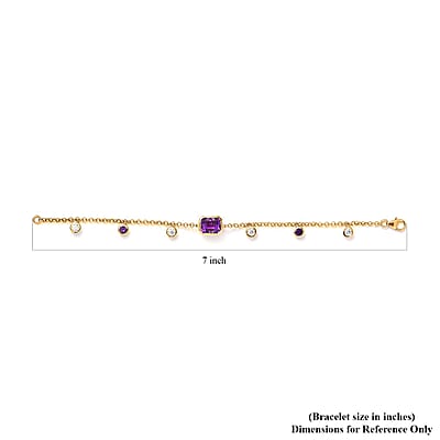 Moroccan Amethyst and Multi Gemstone Station Charm Bracelet in Vermeil Yellow Gold Over Sterling Silver (7.00 In) 5.00 ctw