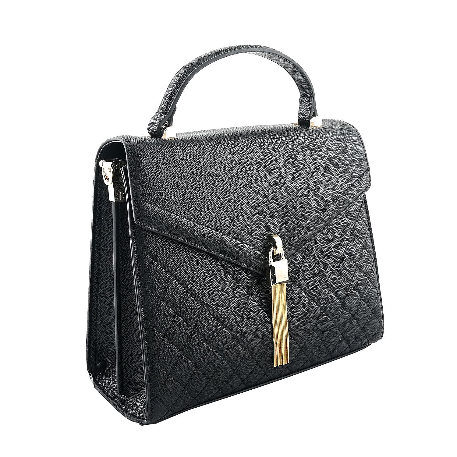 MC Black Pebbled Grain PU Envelope Shape Crossbody Bag