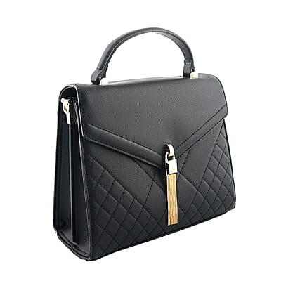 MC Black Pebbled Grain PU Envelope Shape Crossbody Bag