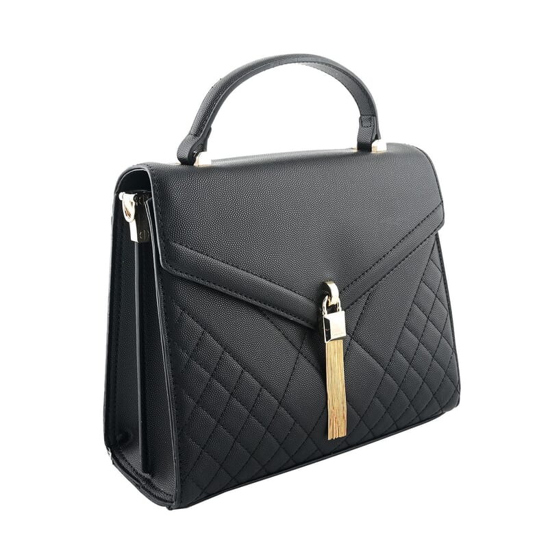 MC Black Pebbled Grain PU Envelope Shape Crossbody Bag