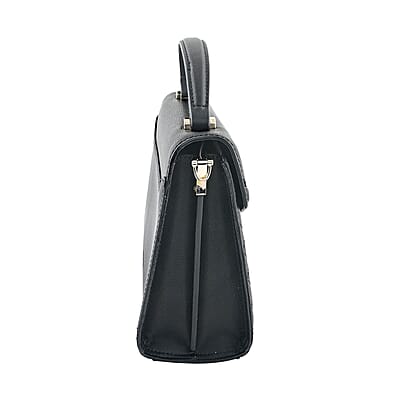 MC Black Pebbled Grain PU Envelope Shape Crossbody Bag