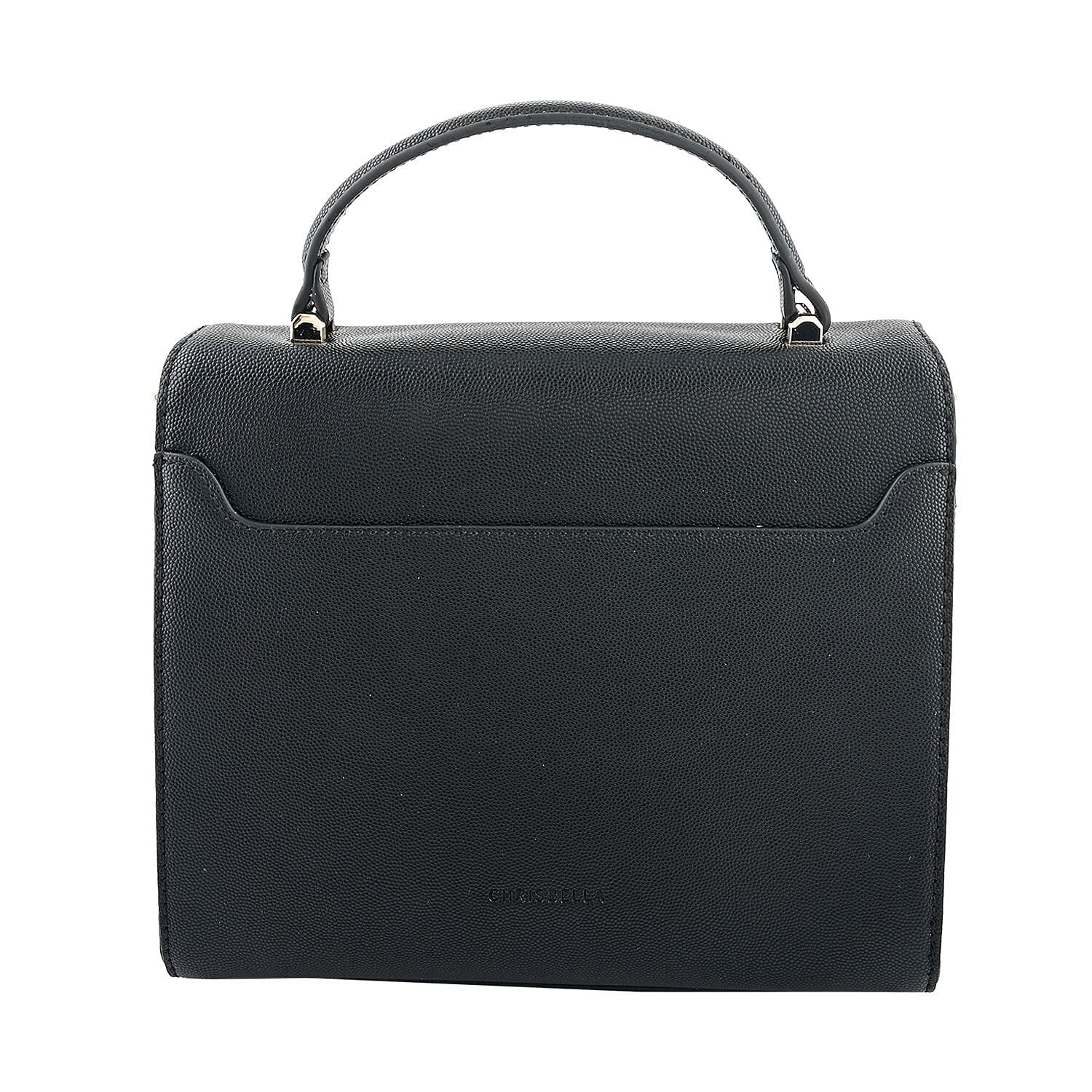 MC Black Pebbled Grain PU Envelope Shape Crossbody Bag