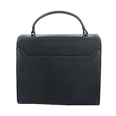 MC Black Pebbled Grain PU Envelope Shape Crossbody Bag