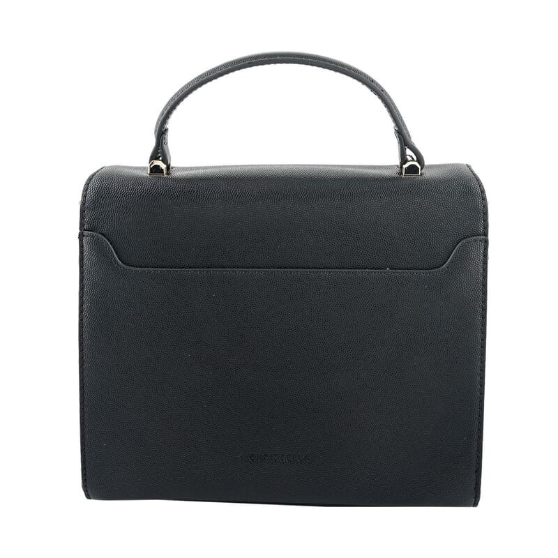 MC Black Pebbled Grain PU Envelope Shape Crossbody Bag