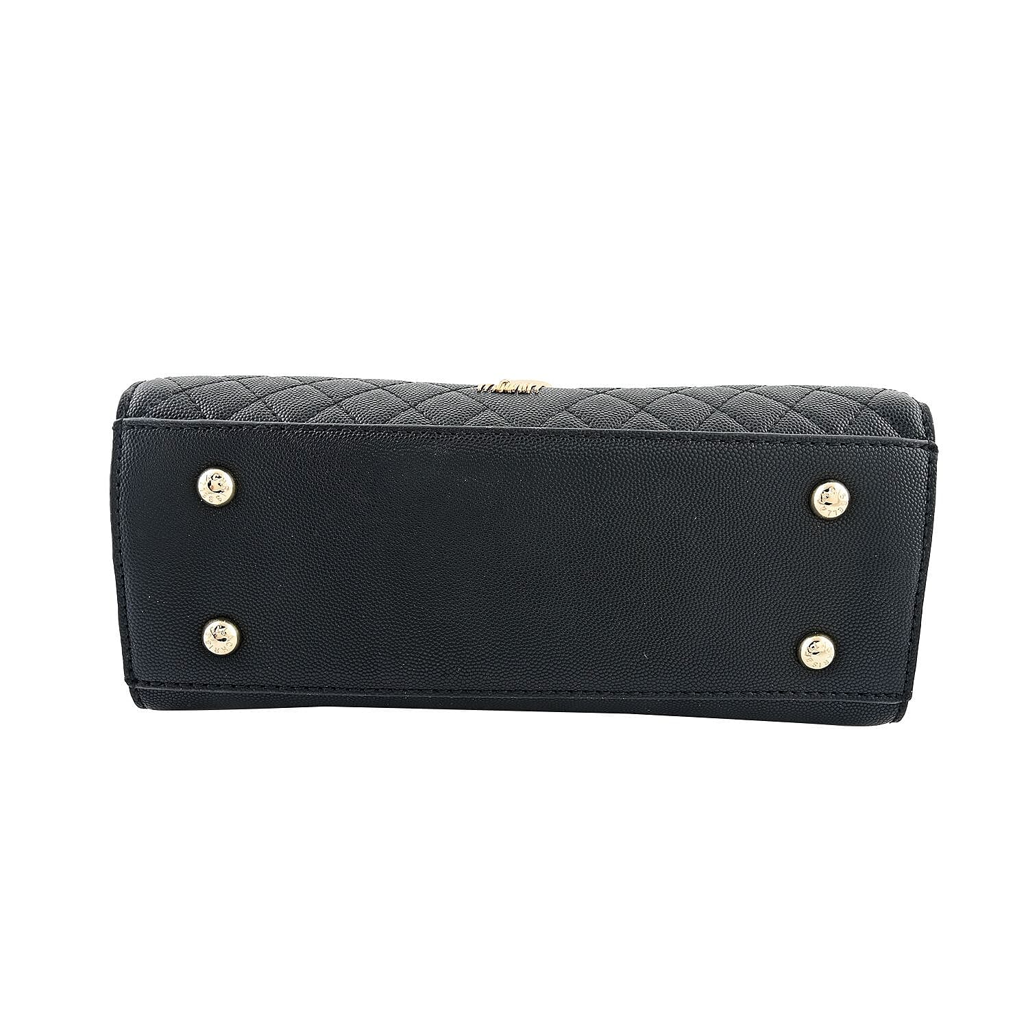 MC Black Pebbled Grain PU Envelope Shape Crossbody Bag