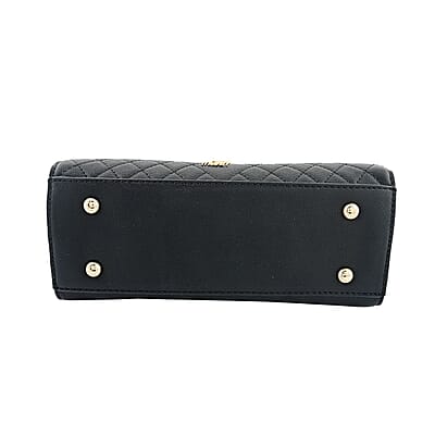 MC Black Pebbled Grain PU Envelope Shape Crossbody Bag