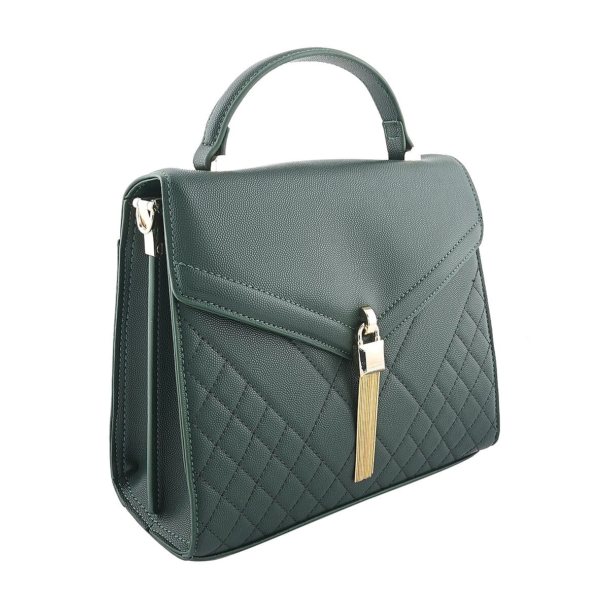 MC Green Pebbled Grain Faux Leather Envelope Shape Crossbody Bag image number 1