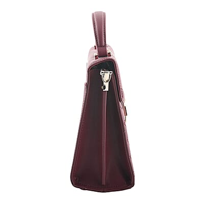 MC Maroon Pebbled Grain Faux Leather Envelope Shape Crossbody Bag