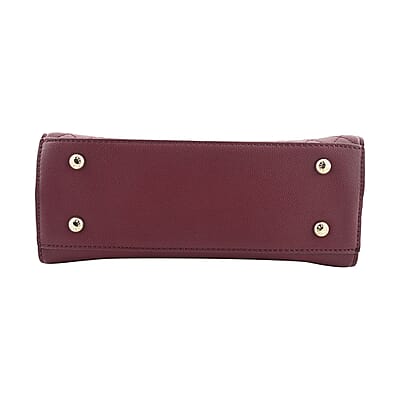 MC Maroon Pebbled Grain Faux Leather Envelope Shape Crossbody Bag