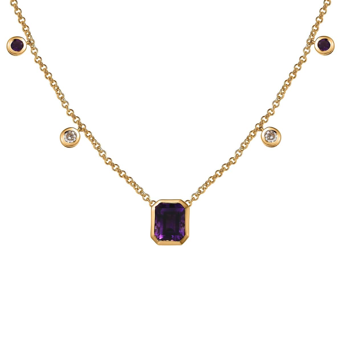 Premium Moroccan Amethyst and Multi Gemstone Necklace 18 Inches in Vermeil Yellow Gold Over Sterling Silver 5.35 ctw image number 0