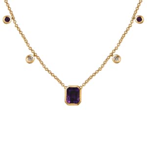 Premium Moroccan Amethyst and Multi Gemstone Necklace 18 Inches in Vermeil Yellow Gold Over Sterling Silver 5.35 ctw