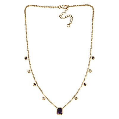 Premium Moroccan Amethyst and Multi Gemstone Necklace 18 Inches in Vermeil Yellow Gold Over Sterling Silver 5.35 ctw