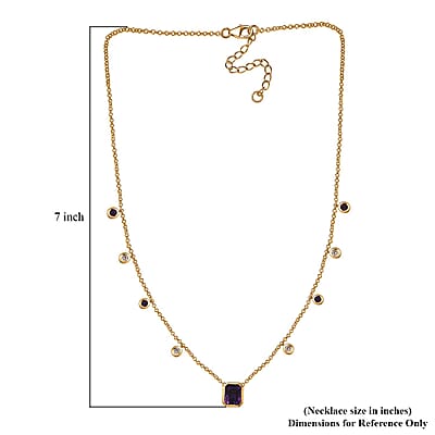 Premium Moroccan Amethyst and Multi Gemstone Necklace 18 Inches in Vermeil Yellow Gold Over Sterling Silver 5.35 ctw