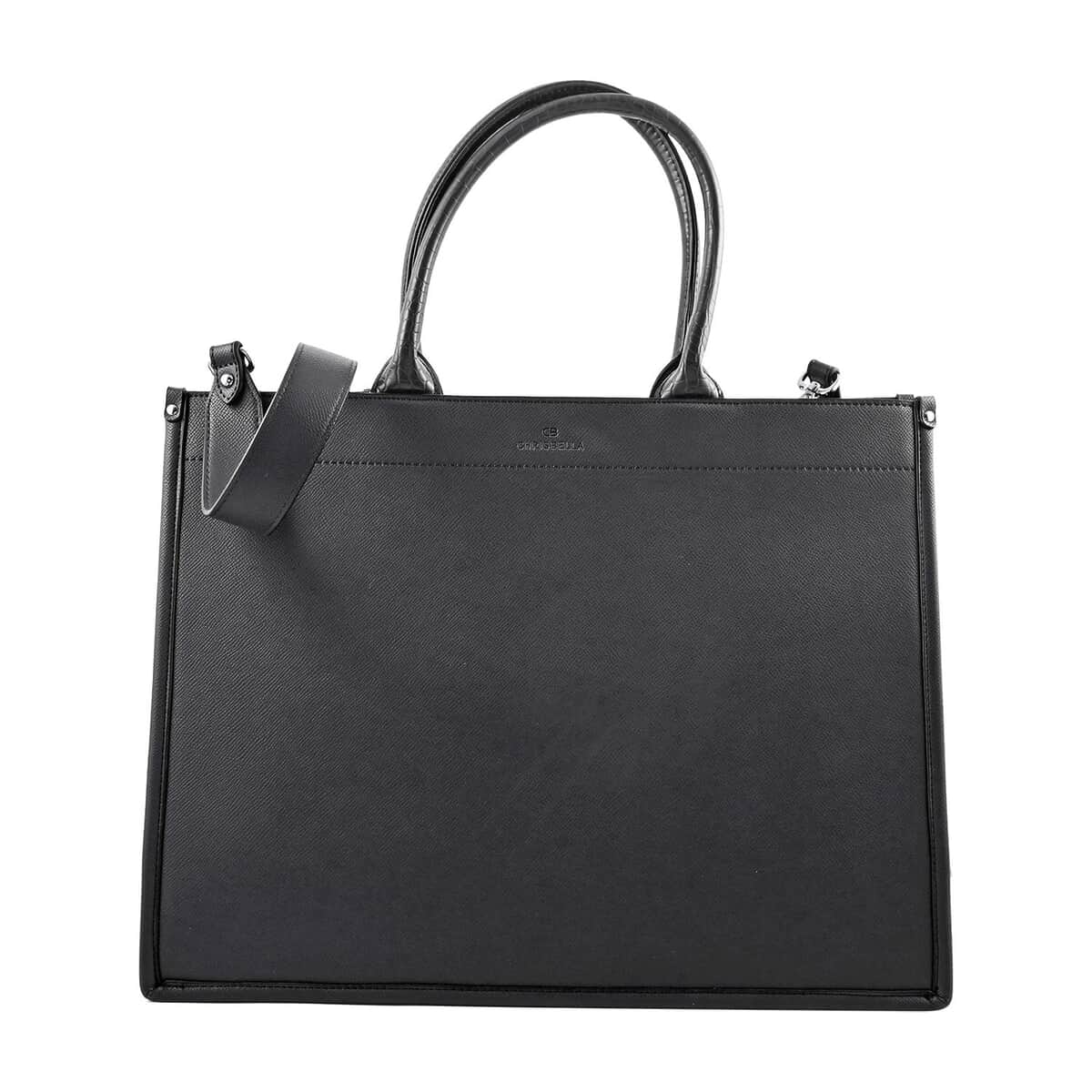 MC Saffiano Black Faux Leather Tote Bag (16"x6.5"x12") image number 0
